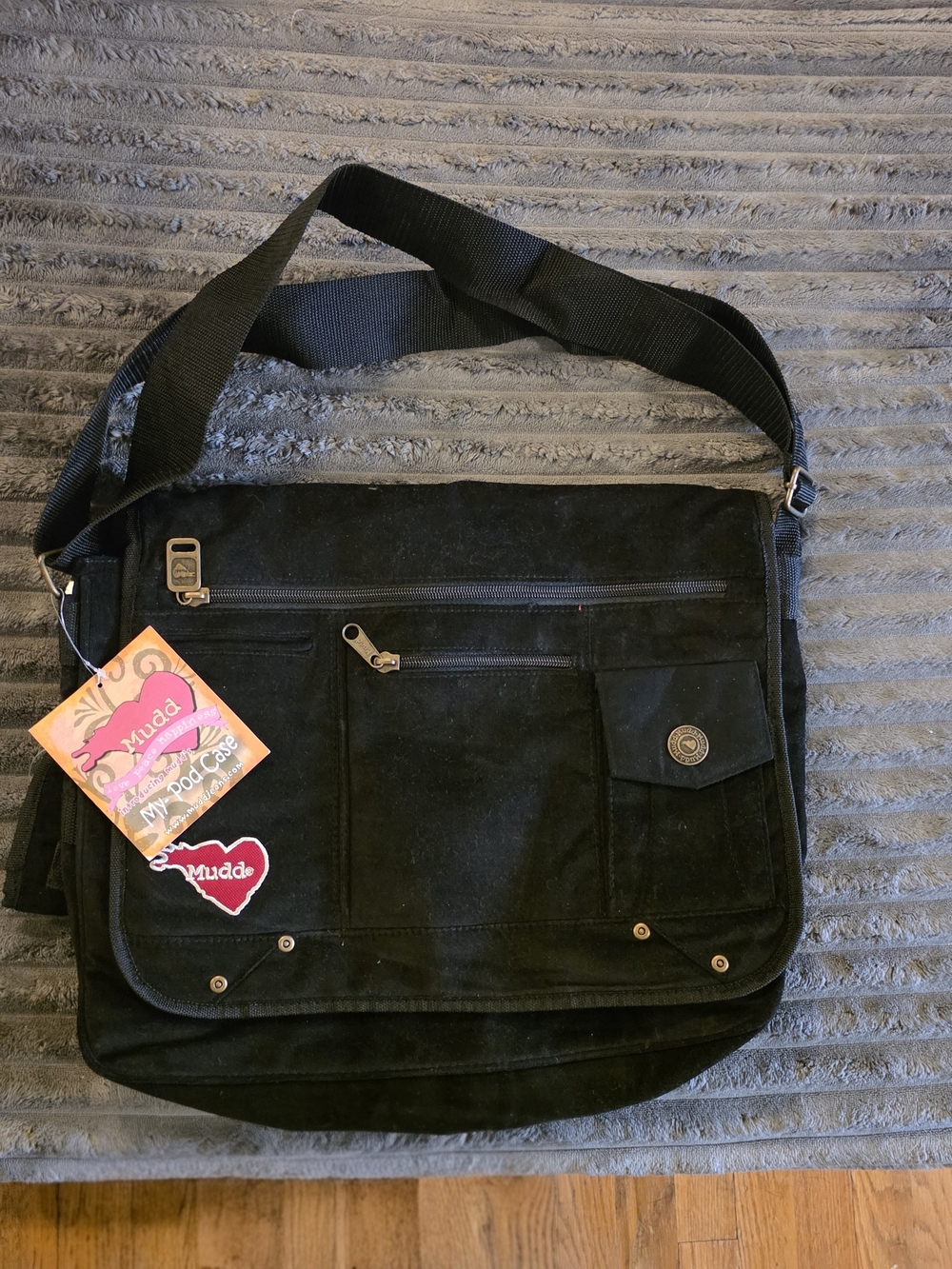 NWT Mudd Black Suede Crossbody Messenger Bag